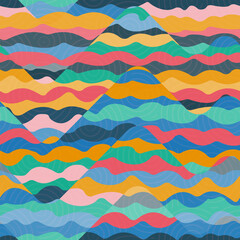 Colorful abstract waves. Seamless pattern