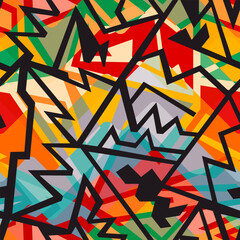 Colorful tribal geometric seamless pattern