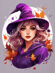 Halloween Witch Costume illustration splash for tshirt