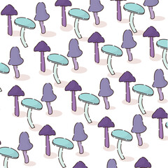 Seamless pattern background with mushroom icons Vector