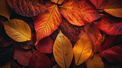 Autumn leaves texture showcasing a rich palette of vibrant colors