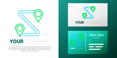 Line Route location icon isolated on white background. Map pointer sign. Concept of path or road. GPS navigator. Colorful outline concept. Vector