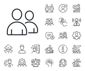 Couple or Group sign. Specialist, doctor and job competition outline icons. User line icon. Person silhouette symbol. Users line sign. Avatar placeholder, spy headshot icon. Strike leader. Vector