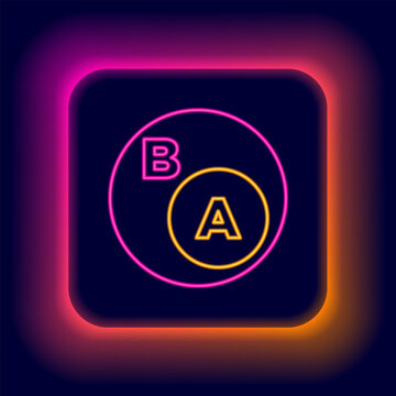 Glowing neon line Subsets, mathematics, a is subset of b icon isolated on black background. Colorful outline concept. Vector
