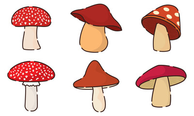 Sert of different colored mushroom icons Vector