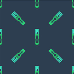 Line Paint brush icon isolated seamless pattern on blue background. Vector