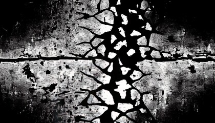 Black white overlay cracked texture, backdrop for grunge design banner