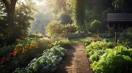 Healthy Garden, Generative AI Illustration