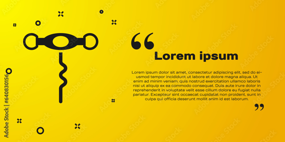 Canvas Prints Black Wine corkscrew icon isolated on yellow background. Vector