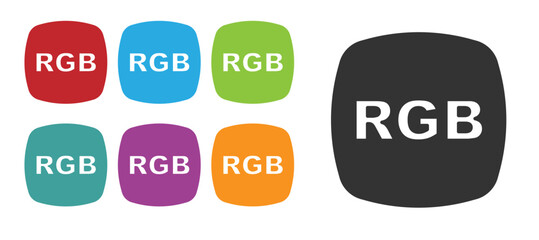Black Speech bubble with RGB and CMYK color mixing icon isolated on white background. Set icons colorful. Vector