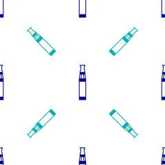 Blue Electronic cigarette icon isolated seamless pattern on white background. Vape smoking tool. Vaporizer Device. Vector