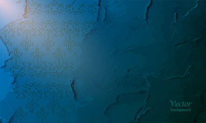 Blue grunge background with plaster texture and pattern.