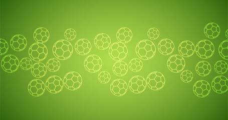 Soccer balls green background. Ornament can be used for gift wrapping paper, pattern fills, web page background, surface textures and fabrics.