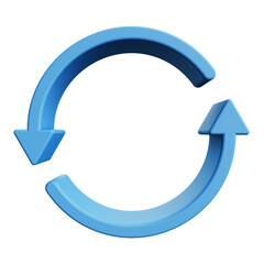 3d sync icon isolated. Make a sync sign in a round shape. Cloud computing or update, restart, recycle, reset symbol. 3D illustrations