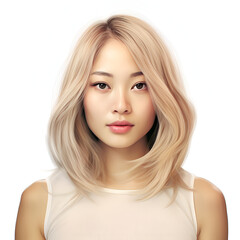 Fototapeta premium asian girl, blonde female persona with natural makeup.