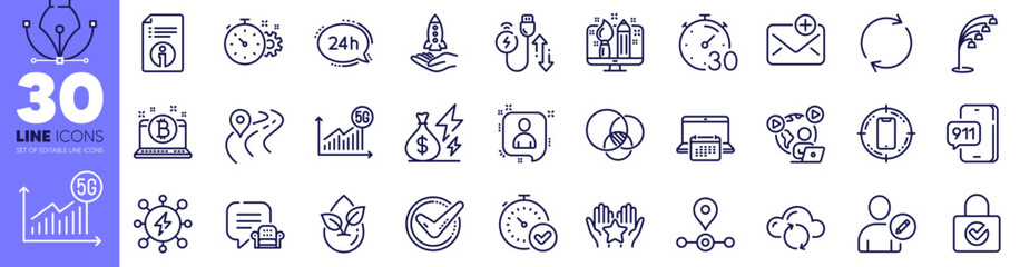 Password encryption, Charging cable and Electricity price line icons pack. Edit user, Road, Crowdfunding web icon. Technical info, Developers chat, Confirmed pictogram. Organic product. Vector