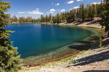 Hiking trail along Terrace Lake at Lassen Volcanic National Park, California