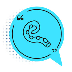 Black line Octopus of tentacle icon isolated on white background. Blue speech bubble symbol. Vector