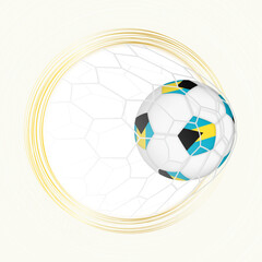 Football emblem with football ball with flag of The Bahamas in net, scoring goal for The Bahamas.