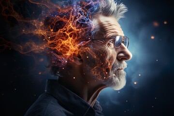 Abstract of person with alzheimer sickness. Generative AI.