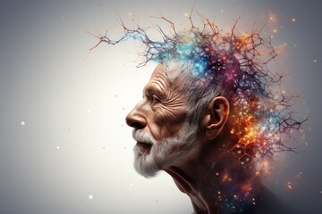Abstract of person with alzheimer sickness. Generative AI.
