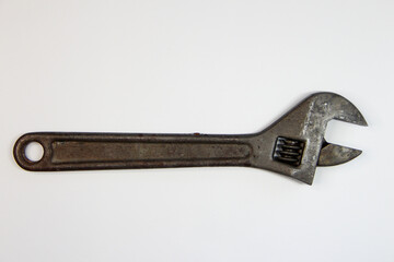 Adjustable wrench isolated on the white background