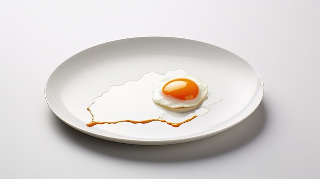 Image of an egg on a white plate on a white background.