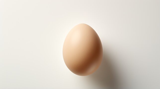 An image of a single egg placed on a white background and casting a thin shadow.