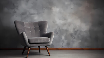 Gray Armchair Oasis: Stylish Comfort Amidst Textured Ambiance