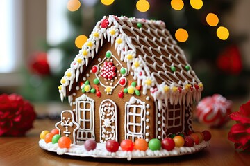 Gingerbread house on the Christmas table