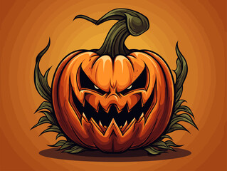 vector monster pumpkin halloween vector illustration