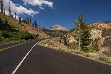 Road through Lassen Volcanic National Park, California