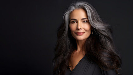 Naklejka premium Beautiful Woman, Model, Mature, Natural, Studio Portrait, Lovely, Generative AI