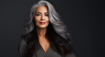 Fototapeta premium Beautiful Woman, Model, Mature, Natural, Studio Portrait, Lovely, Generative AI