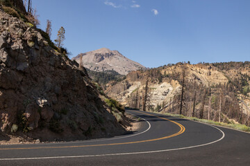 Road through Lassen Volcanic National Park, California
