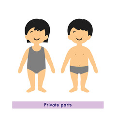 Stock Illustration: Private zone (infant): men and women _ swimsuit 2_ color