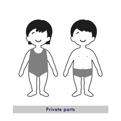 Stock Illustration: Private zone (infant): men and women _ swimsuit 2 _ monochrome