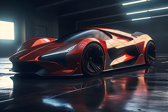 concept of a exotic futuristic super sports Car. racing car