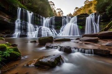 waterfall in the forest generated by al technology	