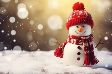 Obraz premium snowman winter holiday concept. Holiday Winter background for Merry Christmas and Happy New Year