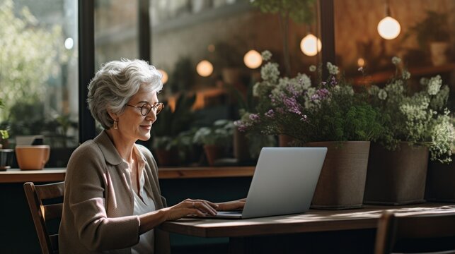 Old woman with laptop