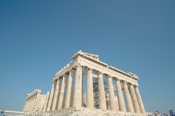Obraz premium Restored Parthenon main landmark in Acropolis, Athens, Greece on a blue summer sky