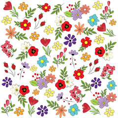 Fondo floral con flores variadas de colores alegres. - 640855910