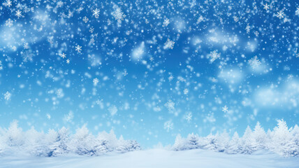 Seamless blue Christmas background with falling snow