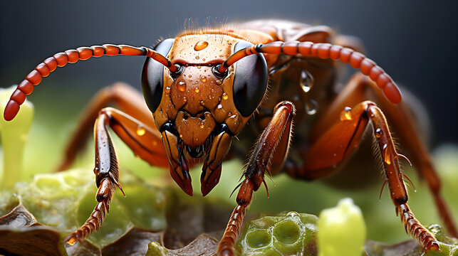ant face close-up macro photo with great details
