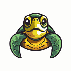 Sea turtle head cartoon logo isolated on white background