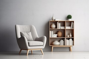 Scandinavian bookcase with armchair