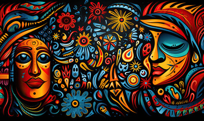 Abstract colorful image on black background.