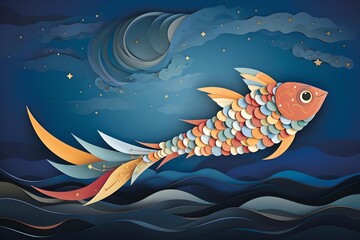 A mosaic fish illustration