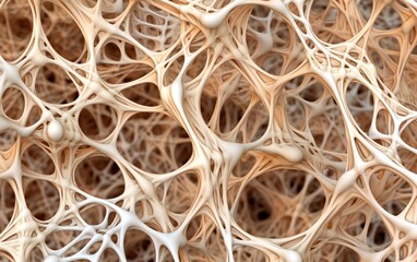 Bone tissue, generative ai macro view illustration porous texture of the bone